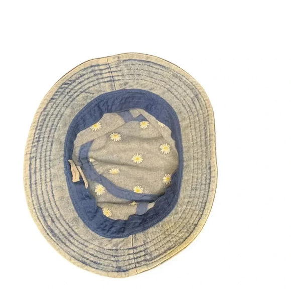 American Eagle Embroidered Sunflower Light Denim Bucket Hat Adult One Size Retro - Picture 4 of 7